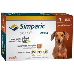 Antipulgas Simparic 20 mg para caes 51 a 10 kg Zoetis 3 comprimido