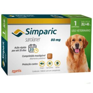 Antipulgas Simparic 80 mg para caes 201 a 40 kg Zoetis